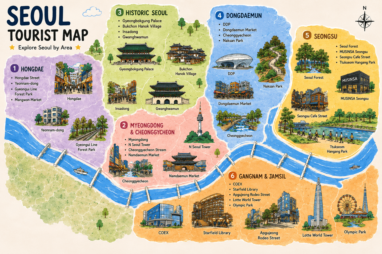 Seoul Tourist Map β Explore by Area